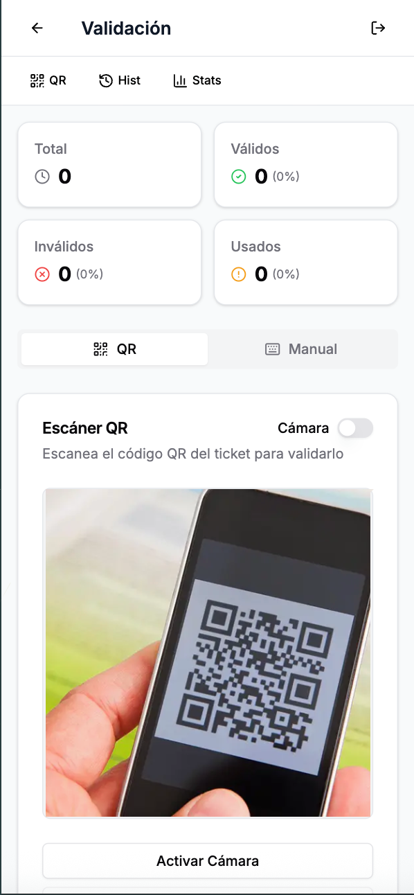 QR validation at the event door